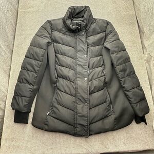 London Fog Black Chevron Quilted Puffer Coat
